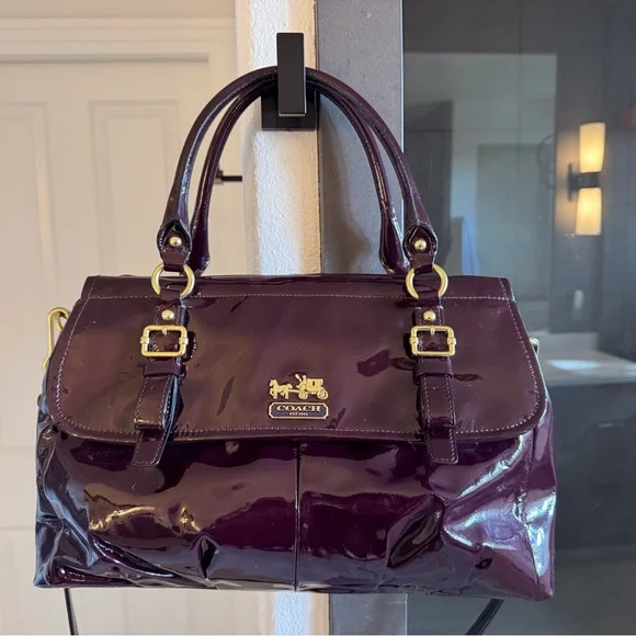 Coach Plum Patent Leather Satchel - Picture 1 of 8